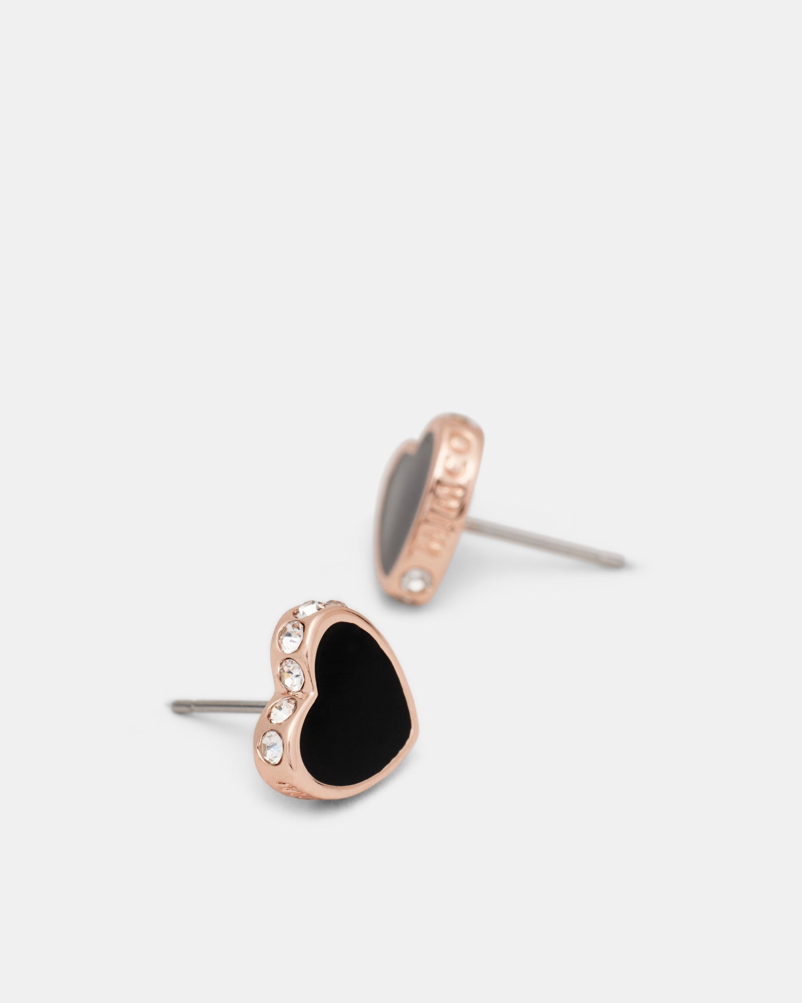 Lover Heart Stud Earrings - Black