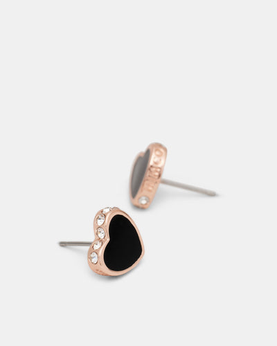 Lover Heart Stud Earrings - Black