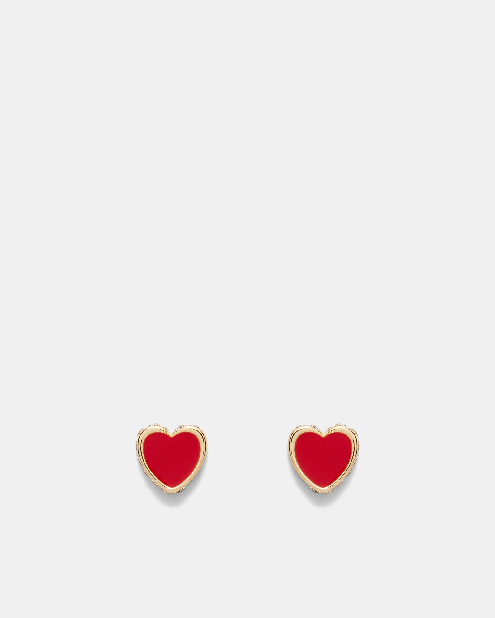 Lover Heart Stud Earrings - Red