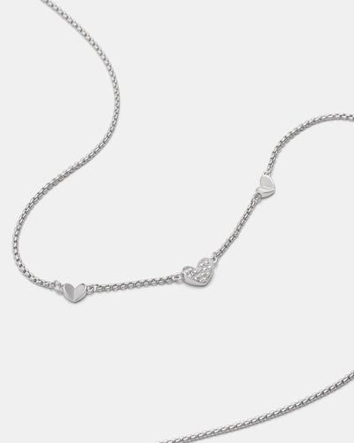 Heart To Heart Necklace - Silver