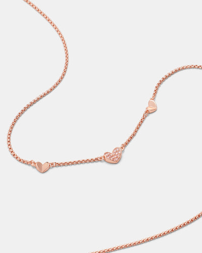 Heart To Heart Necklace - Rose Gold