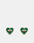 Emotional Heart Stud Earrings - Malachite
