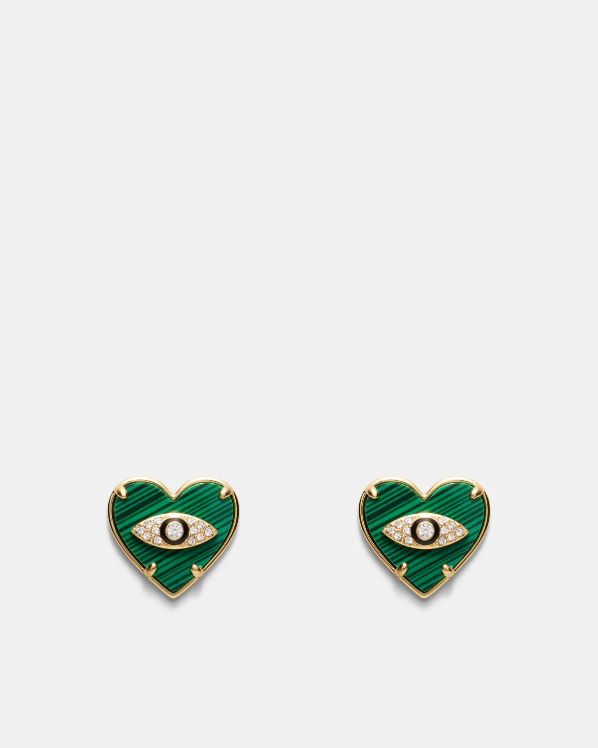 Emotional Heart Stud Earrings - Malachite
