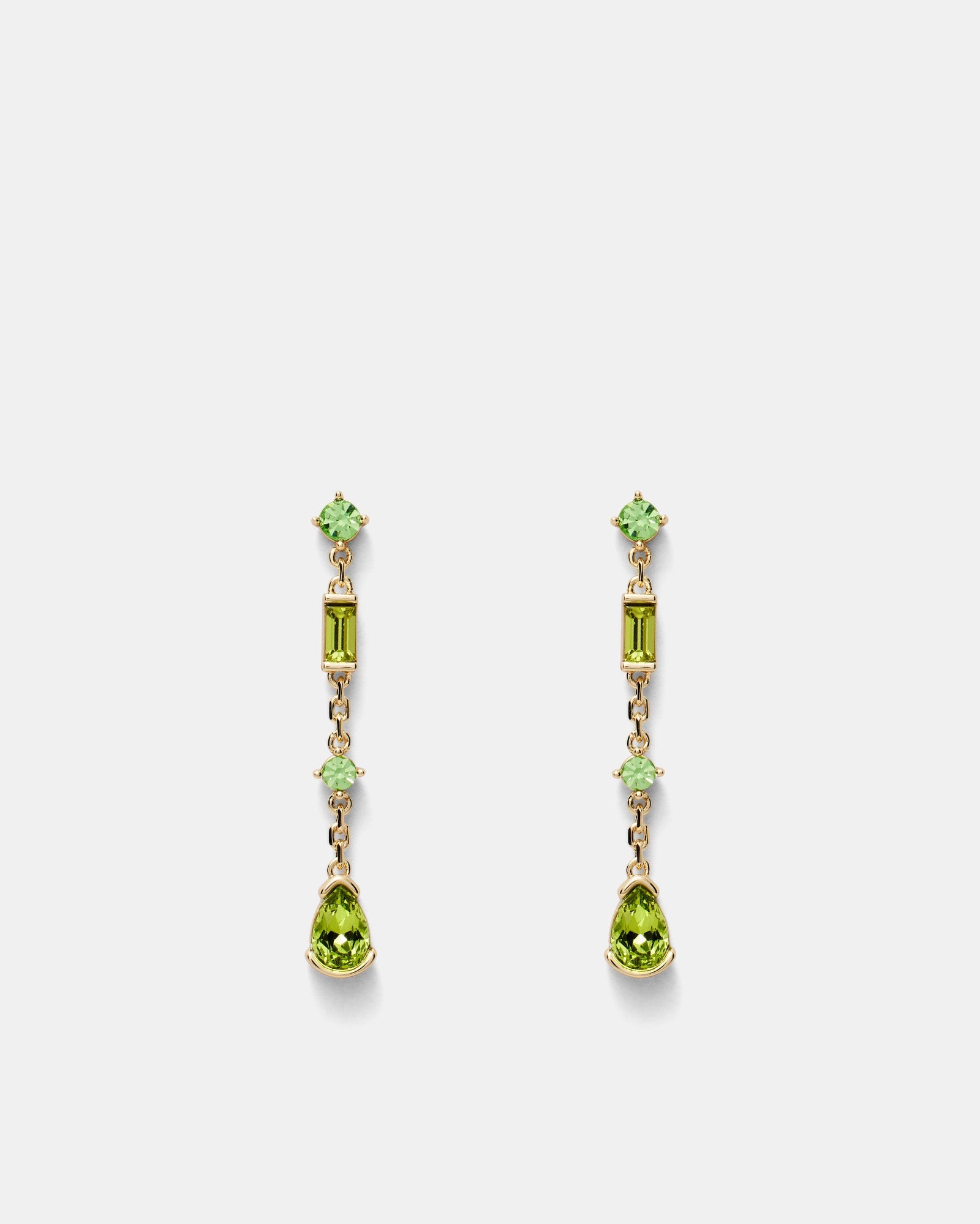 Temptation Chain Stud Earrings - Green