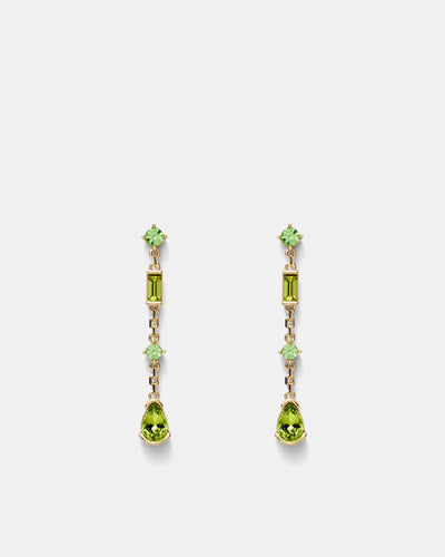 Temptation Chain Stud Earrings - Green