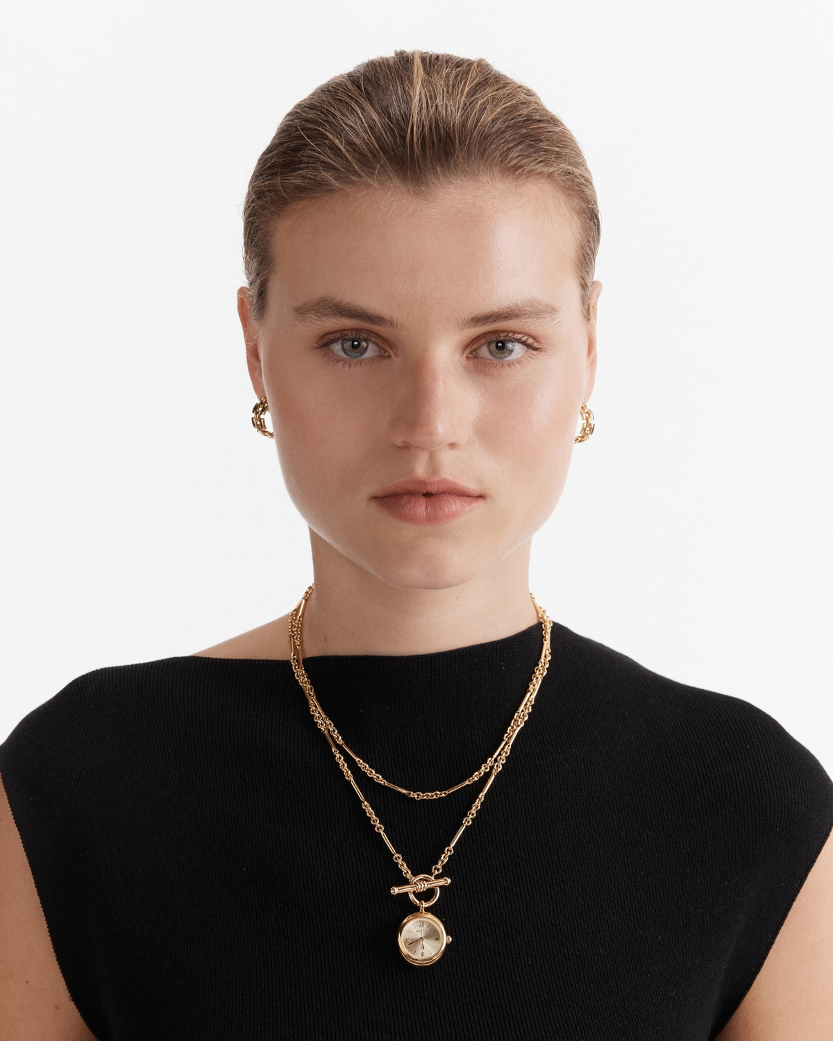 In Time Watch Necklace - Gold