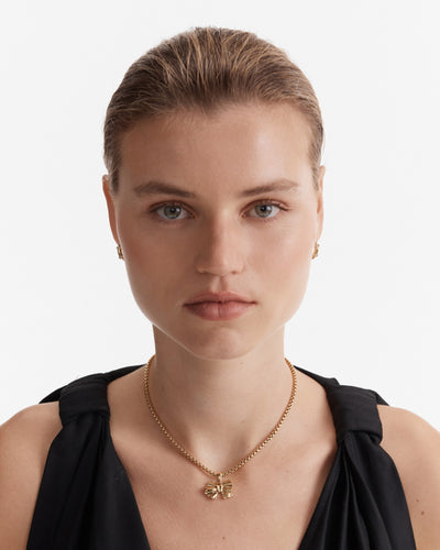 Girl Squad Bow Necklace - Gold