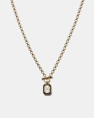 Legacy Enamel Pendant Necklace - Black