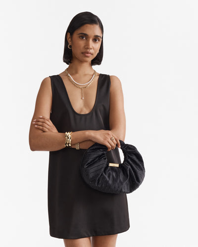 Bianca Rouched Grab Bag - Black