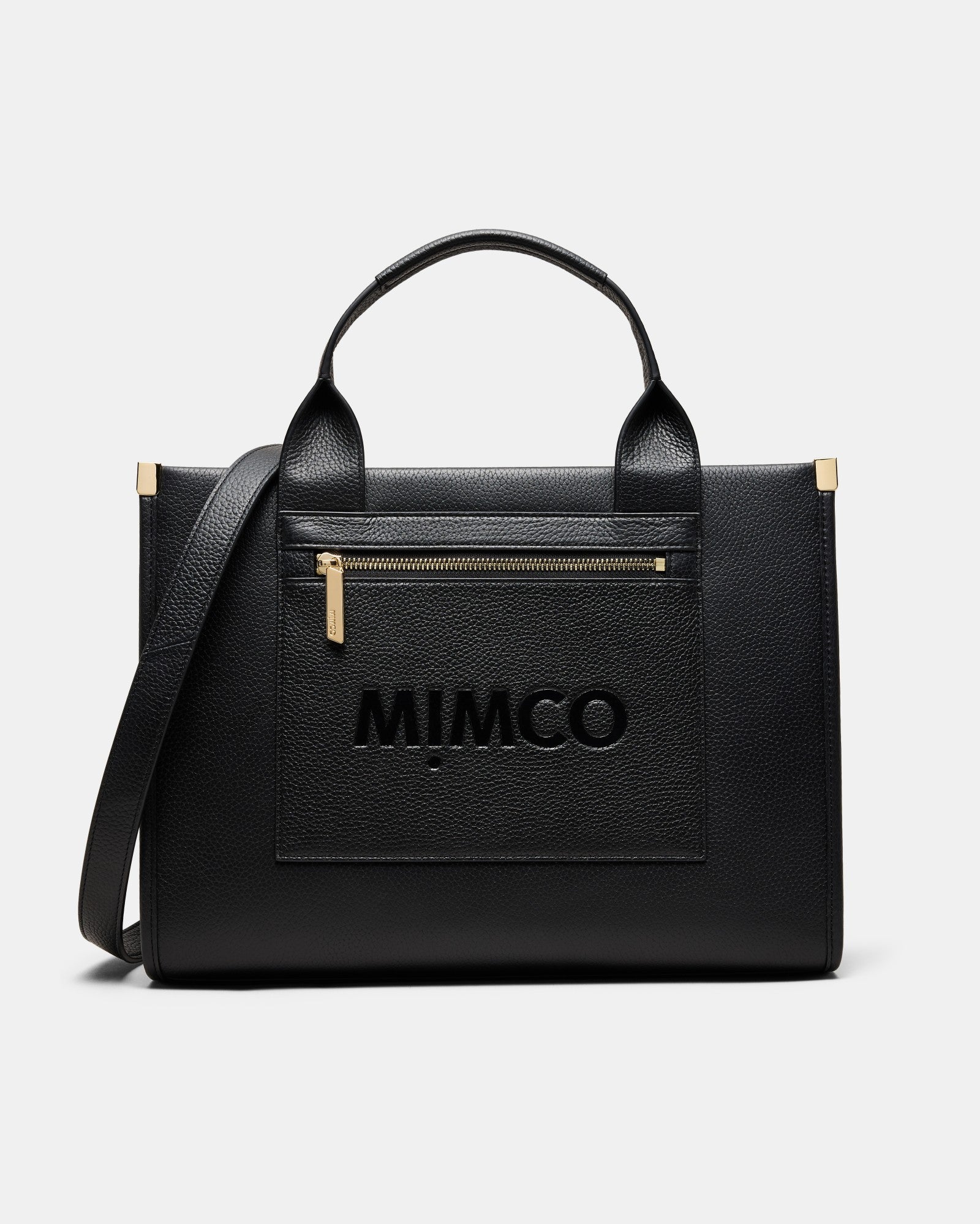 Patch Leather Tote Bag - Black