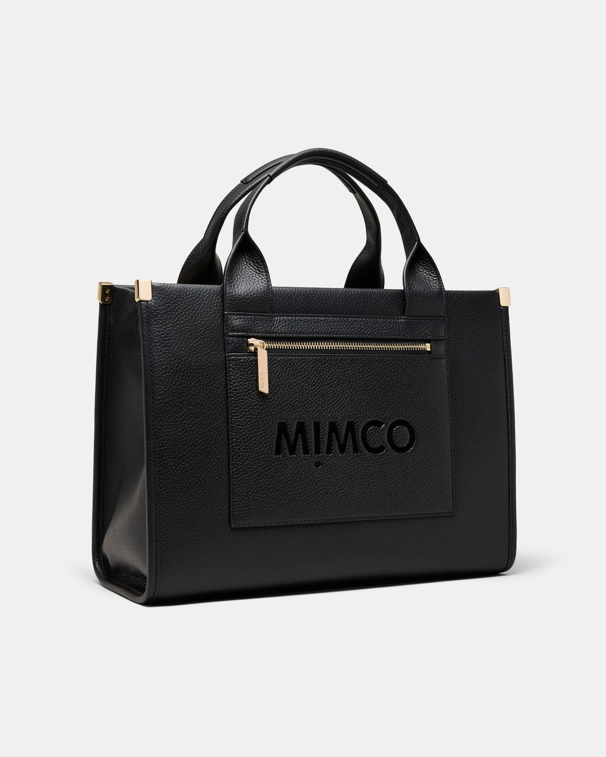 Patch Leather Tote Bag - Black