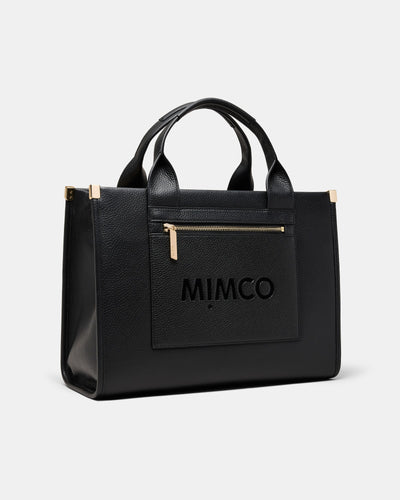 Patch Leather Tote Bag - Black
