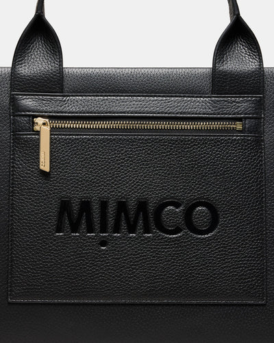 Patch Leather Tote Bag - Black