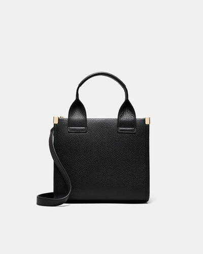 Patch Leather Mini Tote Bag - Black