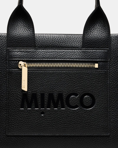 Patch Leather Mini Tote Bag - Black