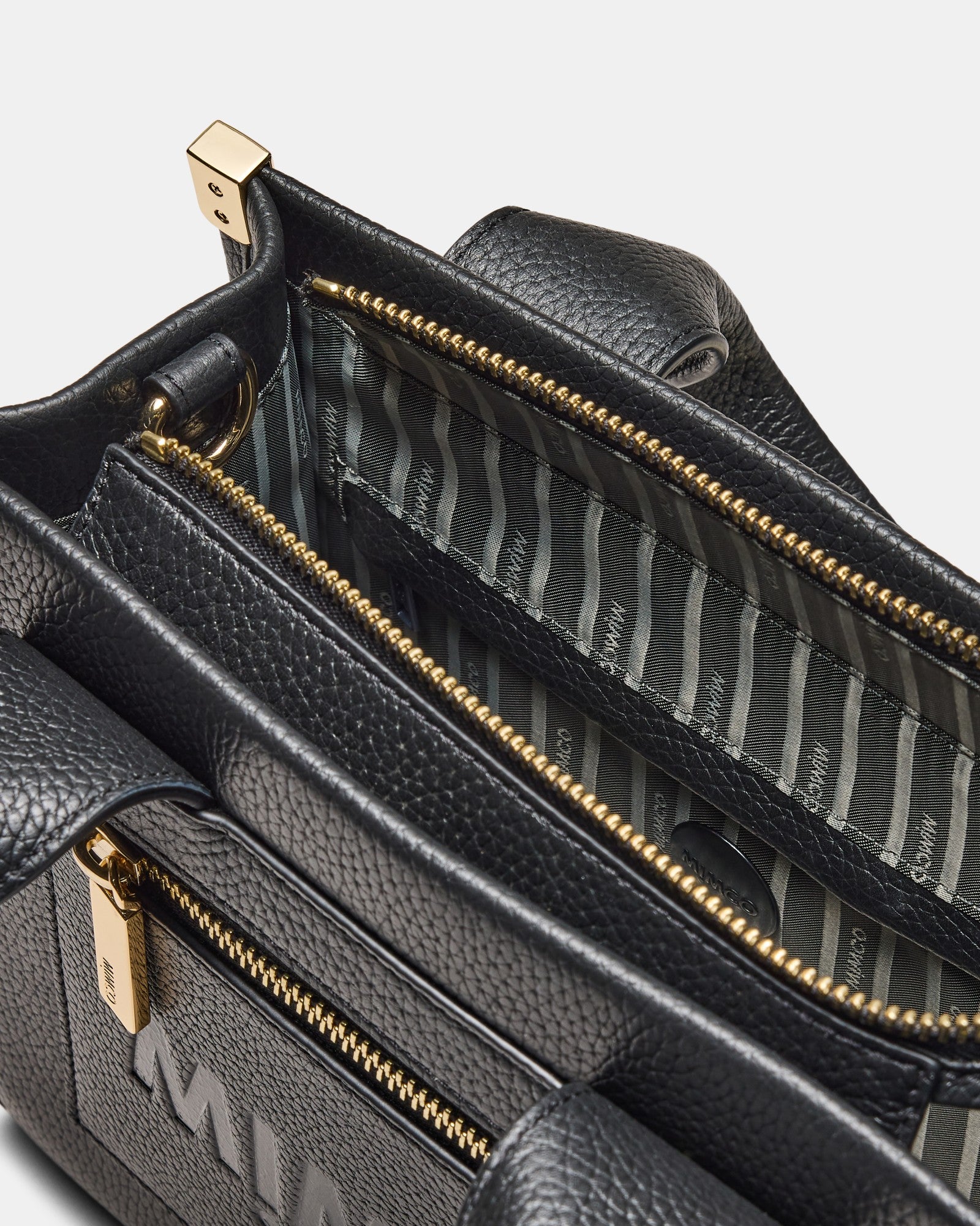 Patch Leather Mini Tote Bag - Black