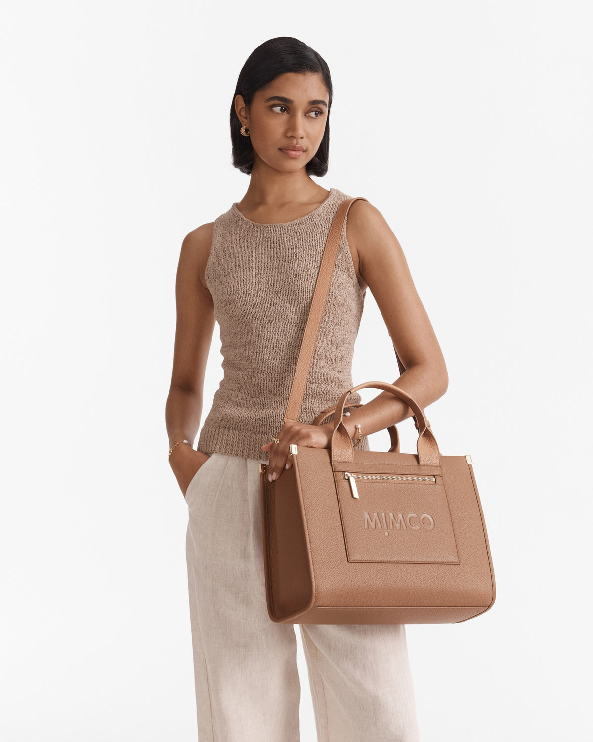 Patch Leather Tote Bag - Fawn
