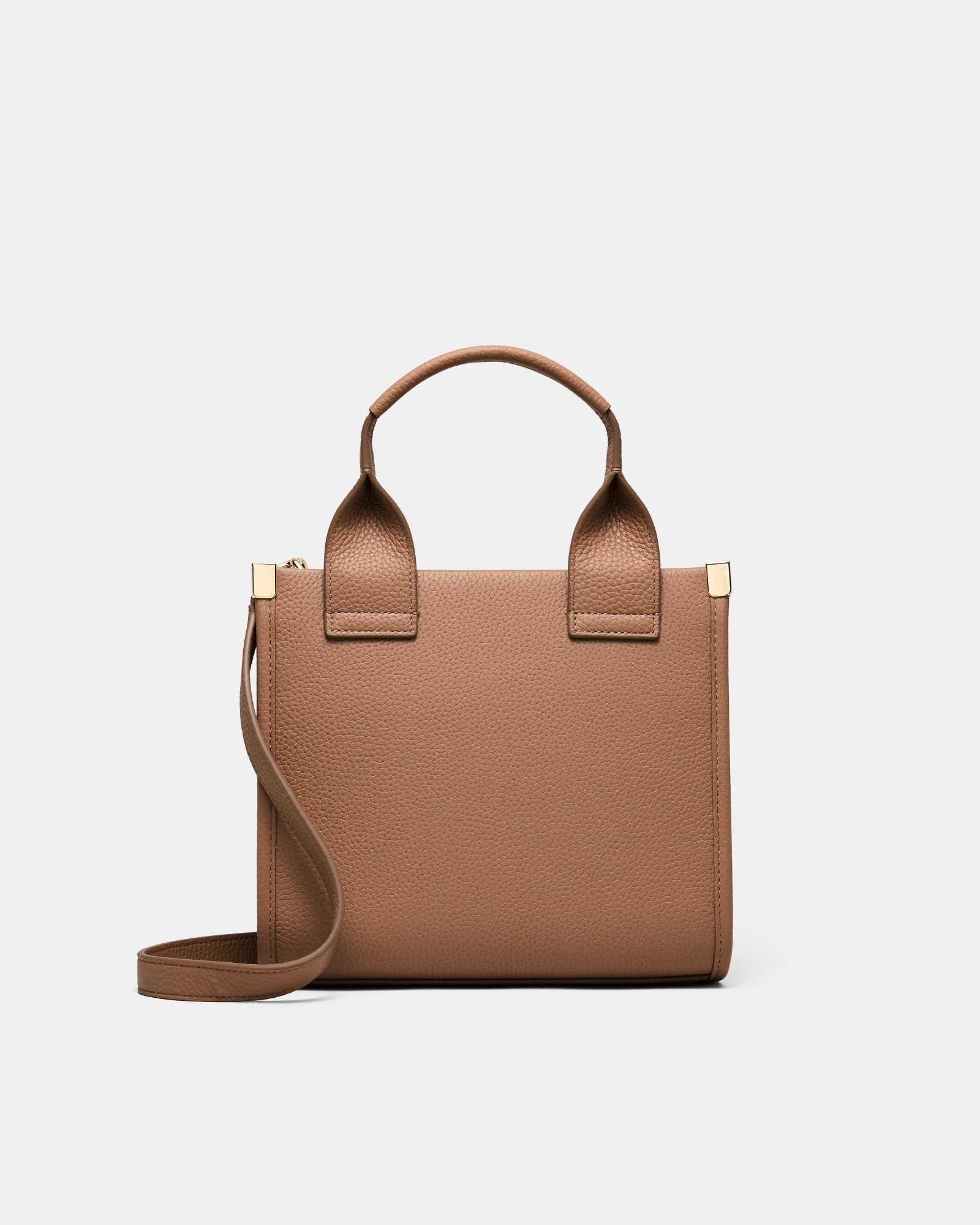 Patch Leather Mini Tote Bag - Fawn