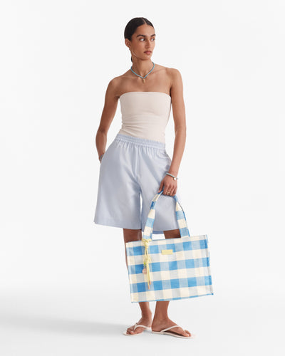 Lyra Tote Bag - Blue Check