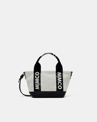 Mim Micro Tote Crossbody Bag - Black White