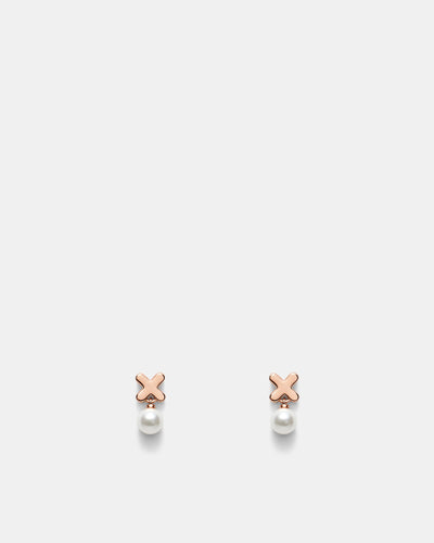 Essense Pearl Stud Earrings - Rose Gold