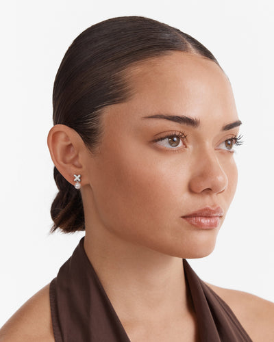 Essense Pearl Stud Earrings - Silver
