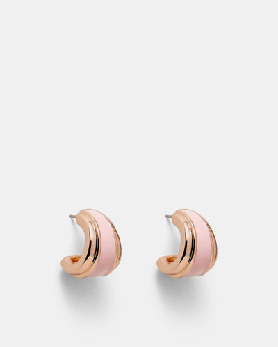 Mini Enamel Hoop Earrings - Petal