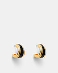Mini Enamel Hoop Earrings - Black