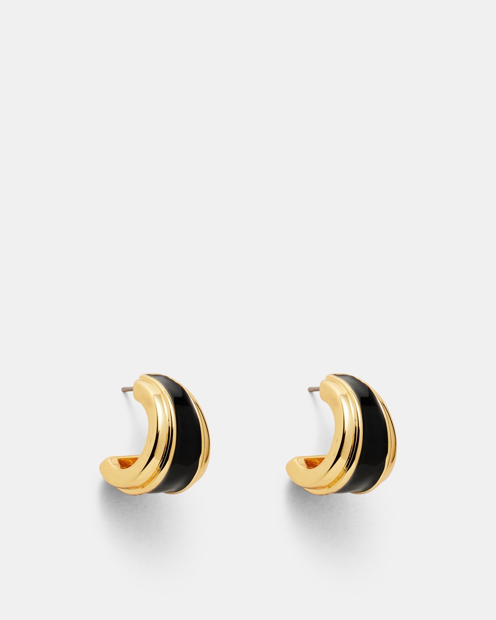 Mini Enamel Hoop Earrings - Black