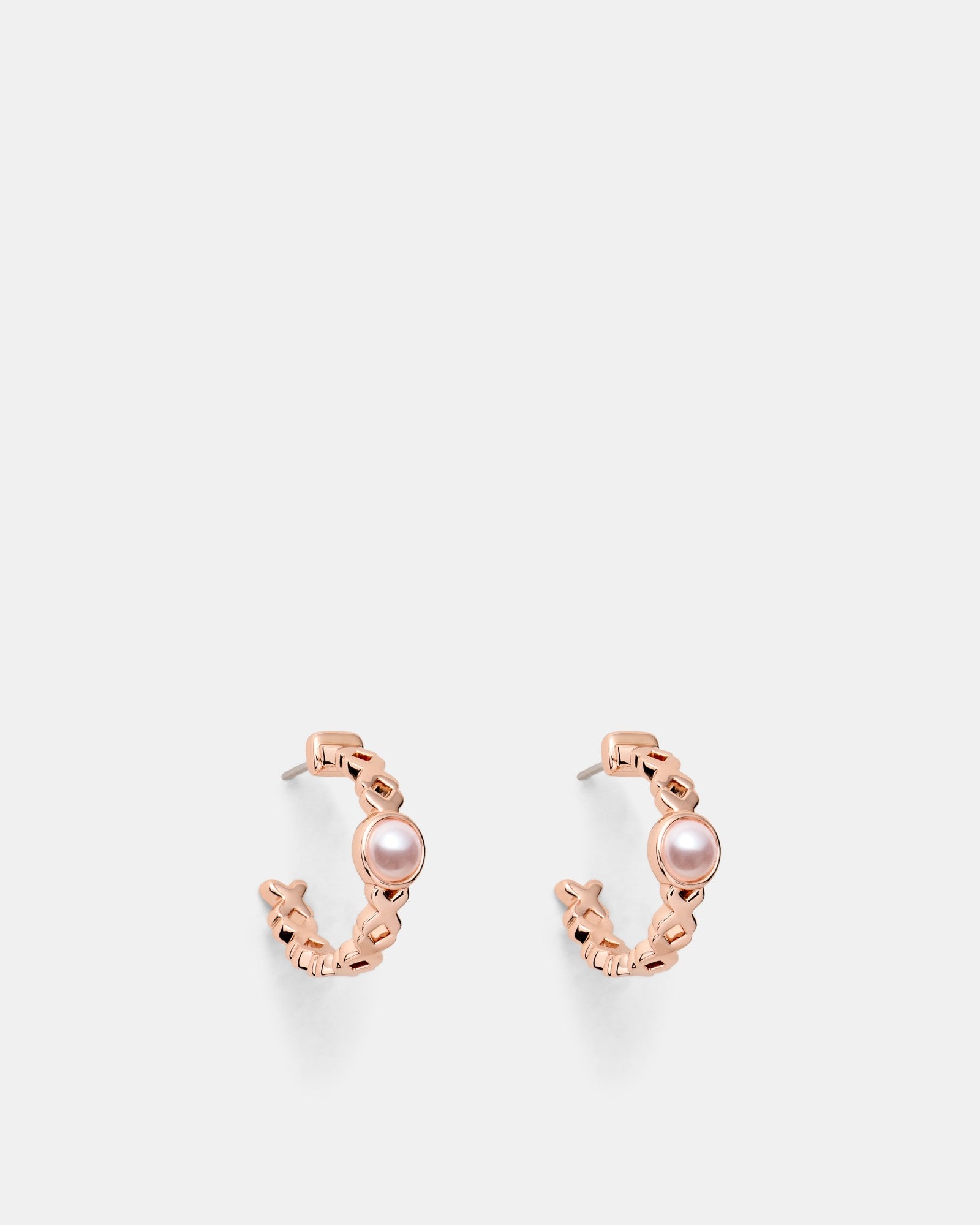 Essense Pearl Hoop Earrings - Rose Gold