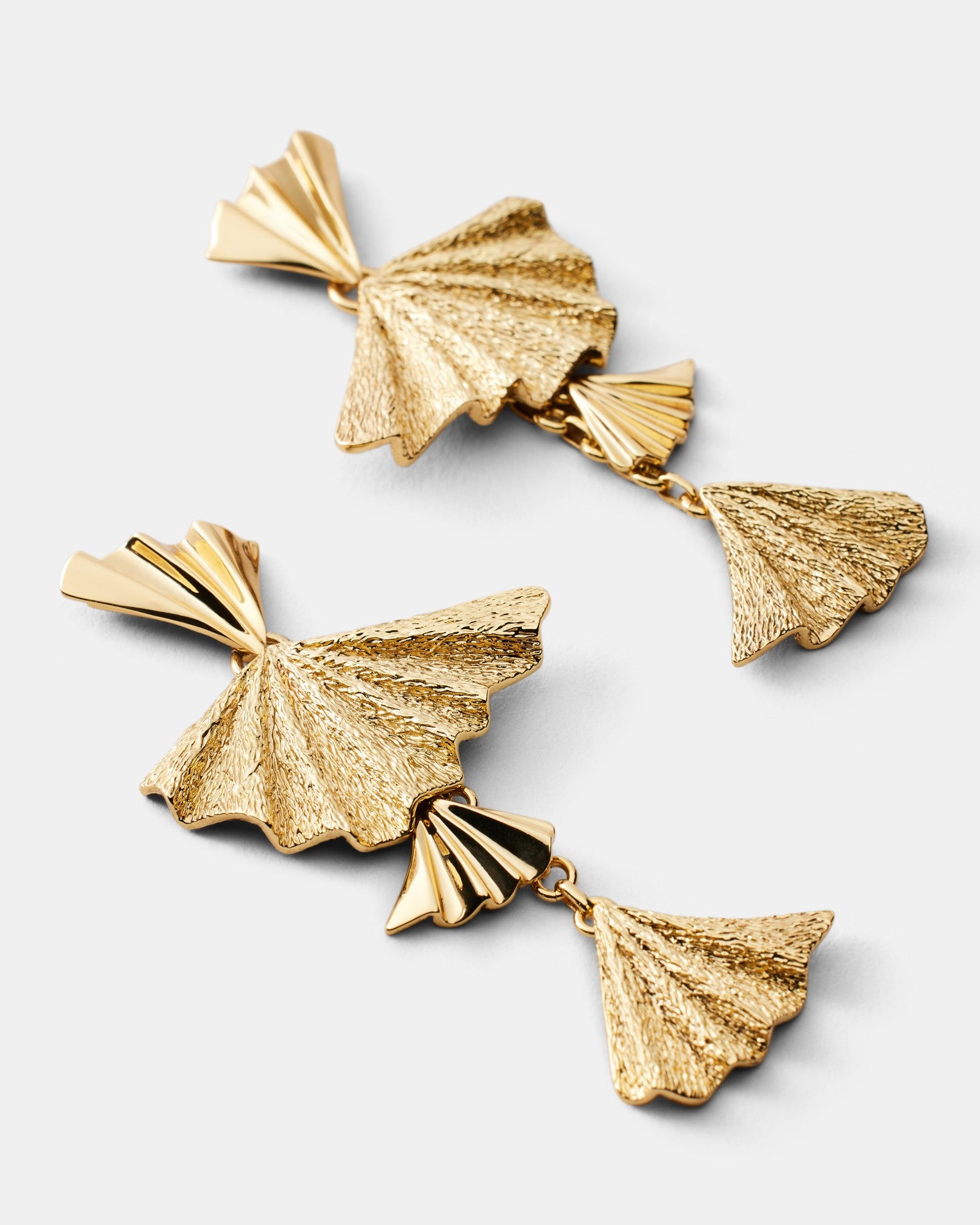 Fold Charm Drop Earrings - Gold