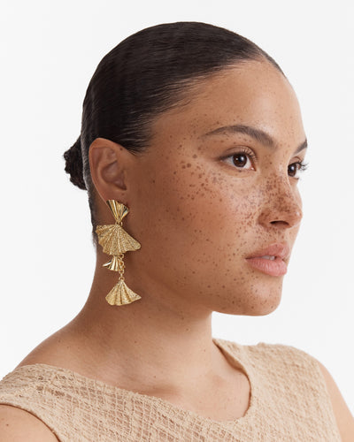 Fold Charm Drop Earrings - Gold