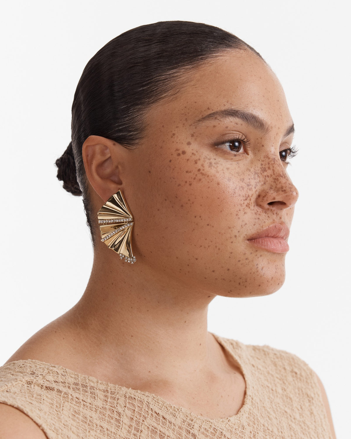 Fold Statement Earrings - Gold