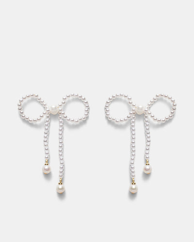 Glimmer Bow Earrings - Pearl