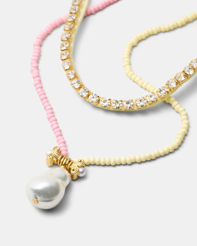 Goddess Duo Necklace - Pearl