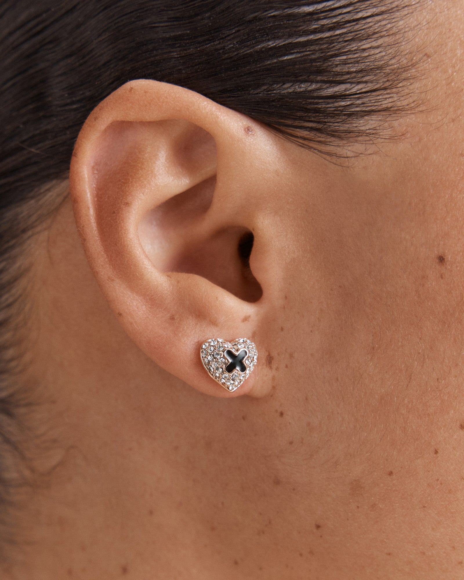 Adorbs Heart Stud Earrings - Black