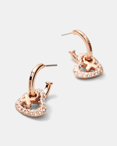 Encanto Heart Hoop Earrings - Rose Gold