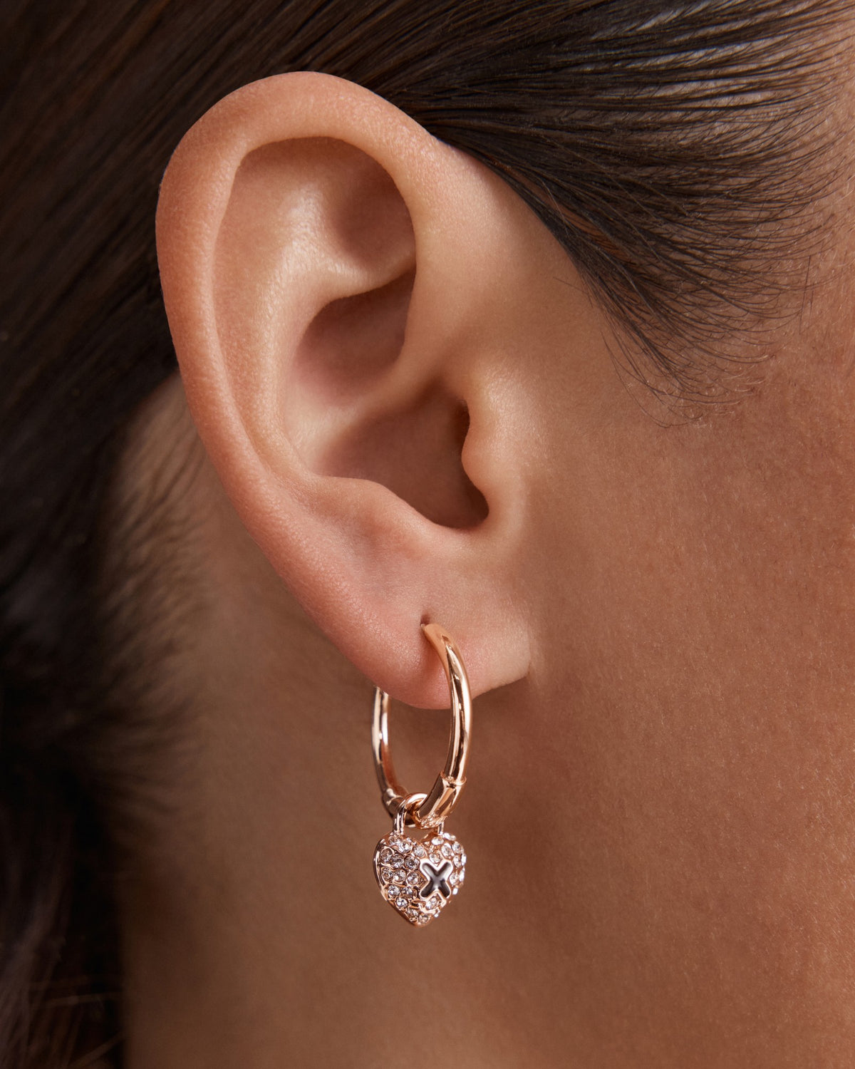 Adorbs Heart Hoop Earrings - Black