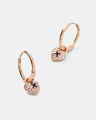 Adorbs Heart Hoop Earrings - Black