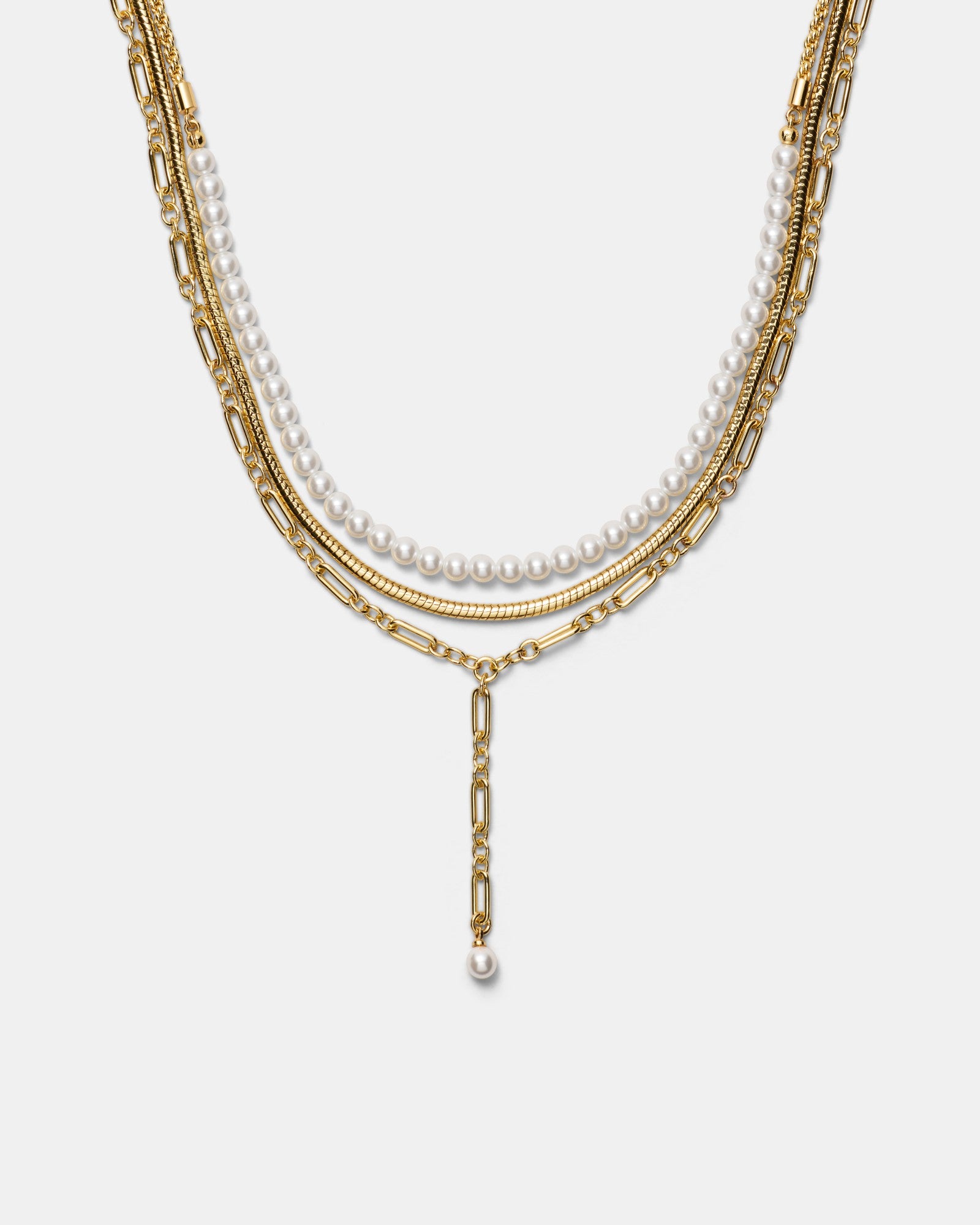 Stacked Lariat Necklace - Gold