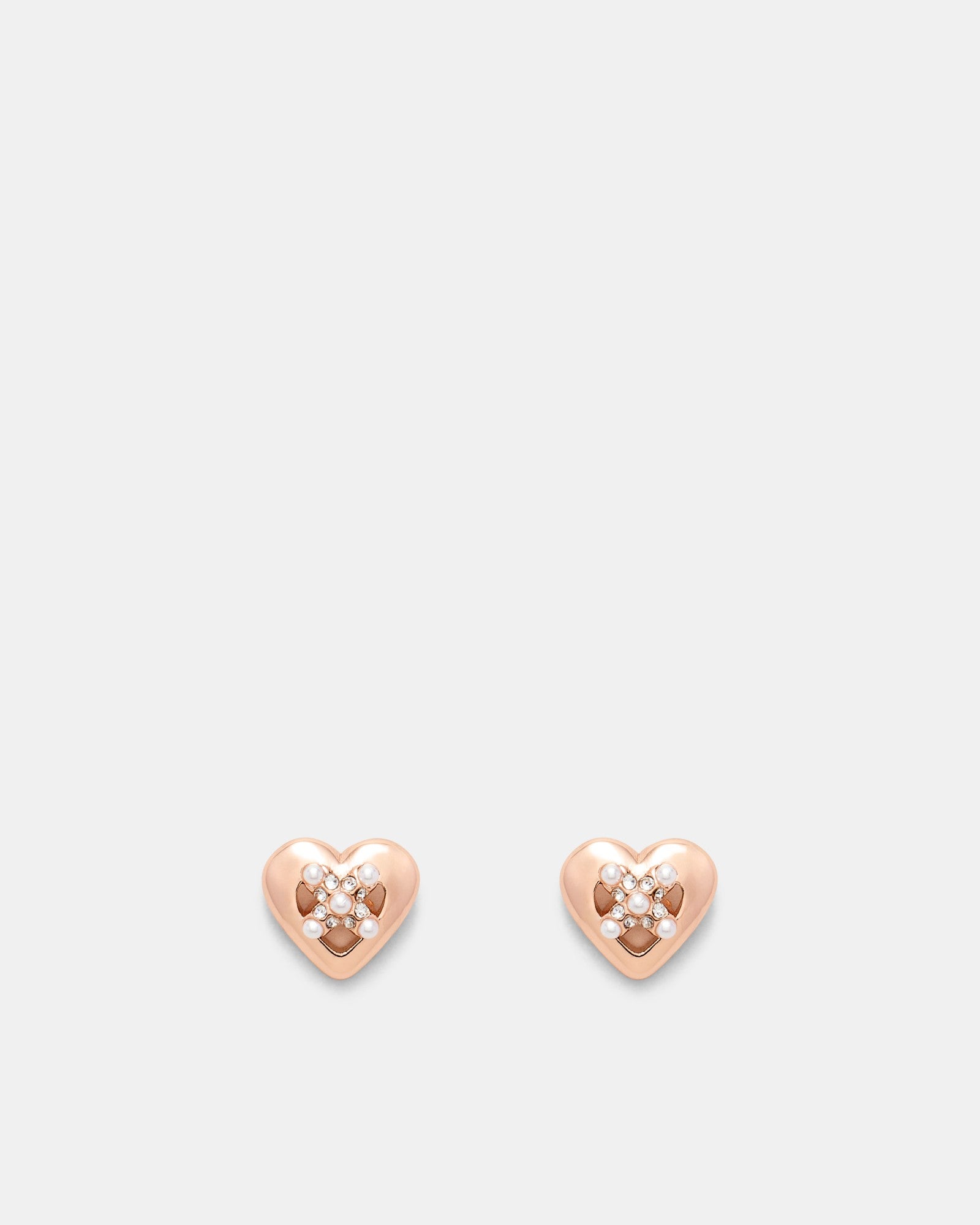 Classic Heart Stud Earrings - Rose Gold