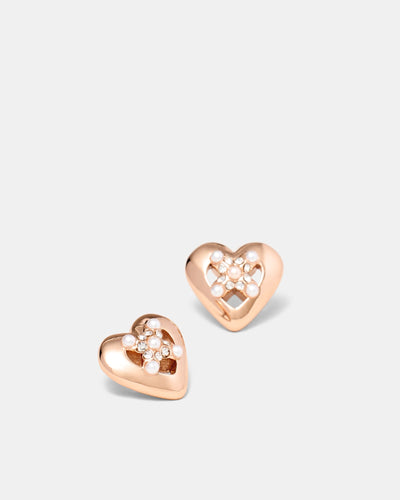 Classic Heart Stud Earrings - Rose Gold