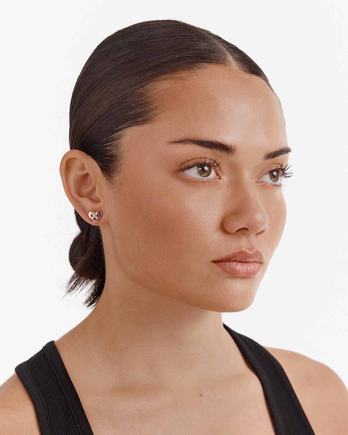 Classic Heart Stud Earrings - Rose Gold