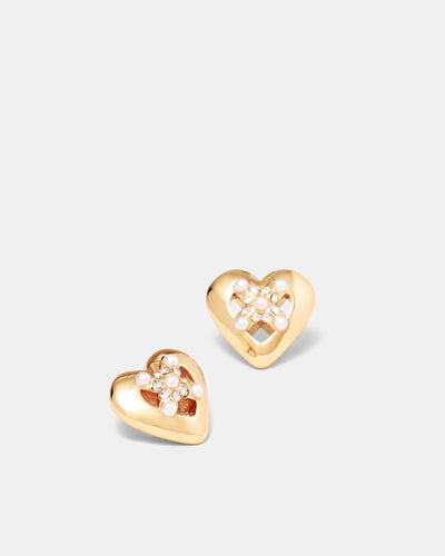 Classic Heart Stud Earrings - Gold