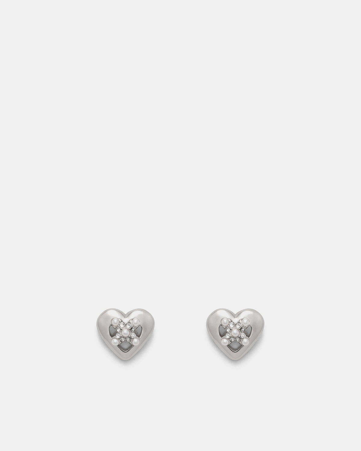 Classic Heart Stud Earrings - Silver