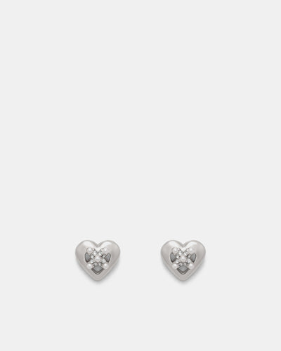 Classic Heart Stud Earrings - Silver