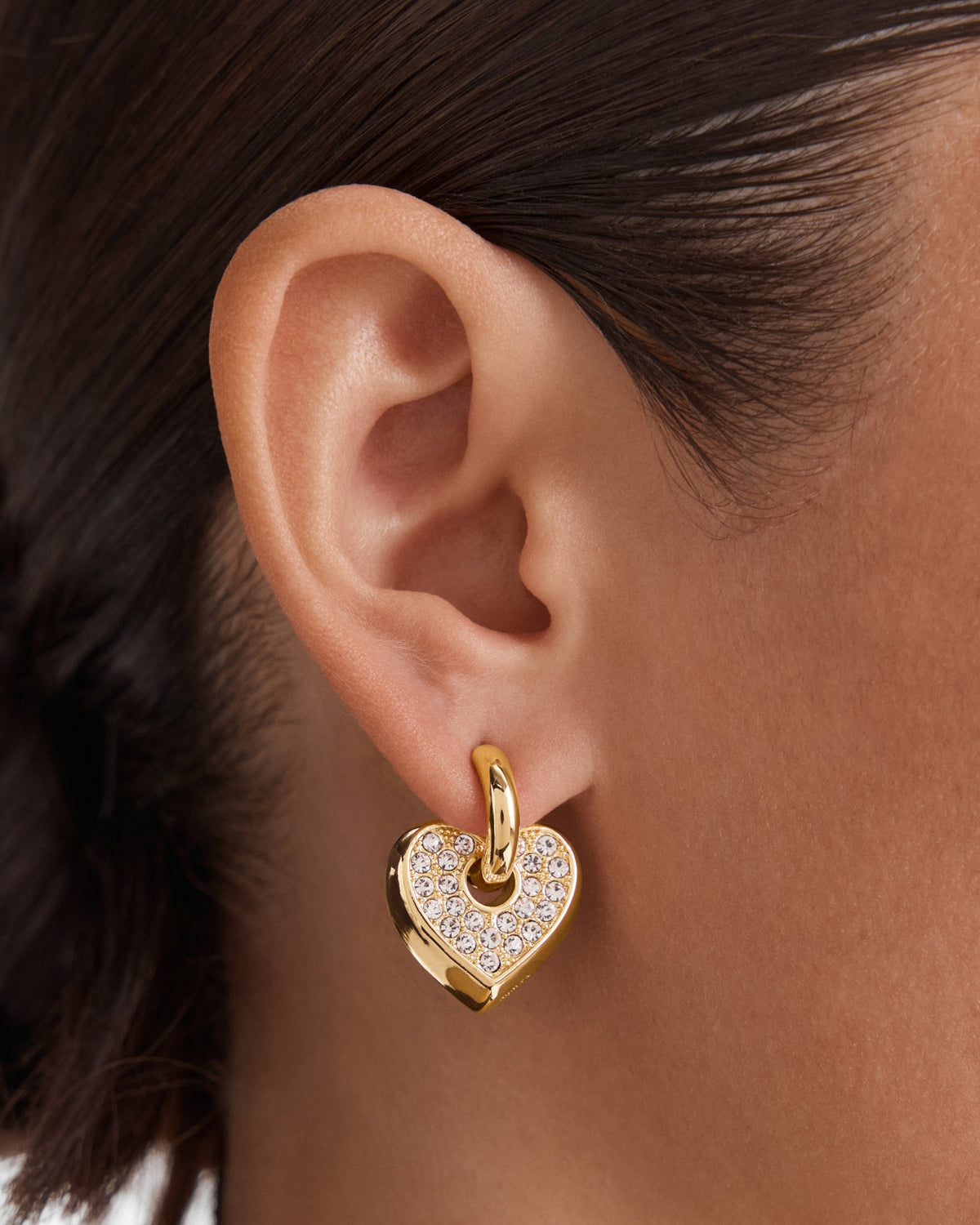 Lovely Charm Hoop Earrings - Gold