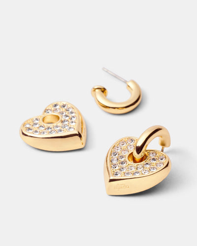 Lovely Charm Hoop Earrings - Gold