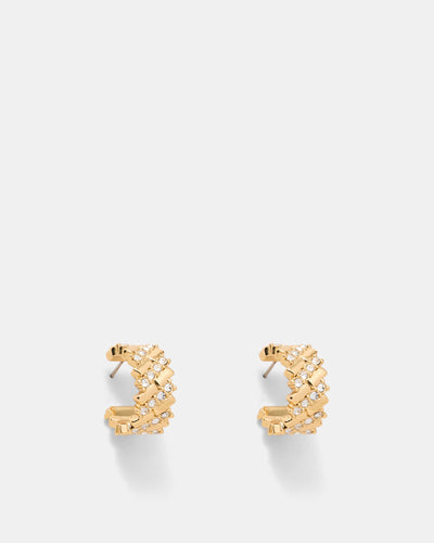 Winked Huggie Hoop Earrings - Gold