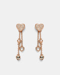 Lovely Heart Drop Earrings - Rose Gold